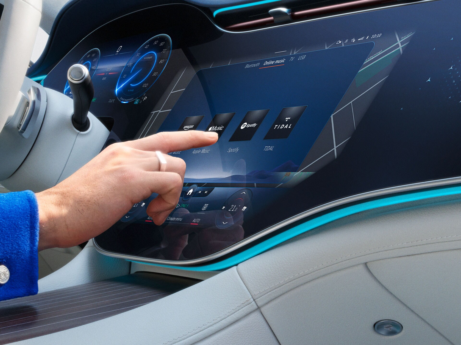 Nel sistema multimediale MBUX di una Mercedes-Benz vengono selezionati i Digital extras.