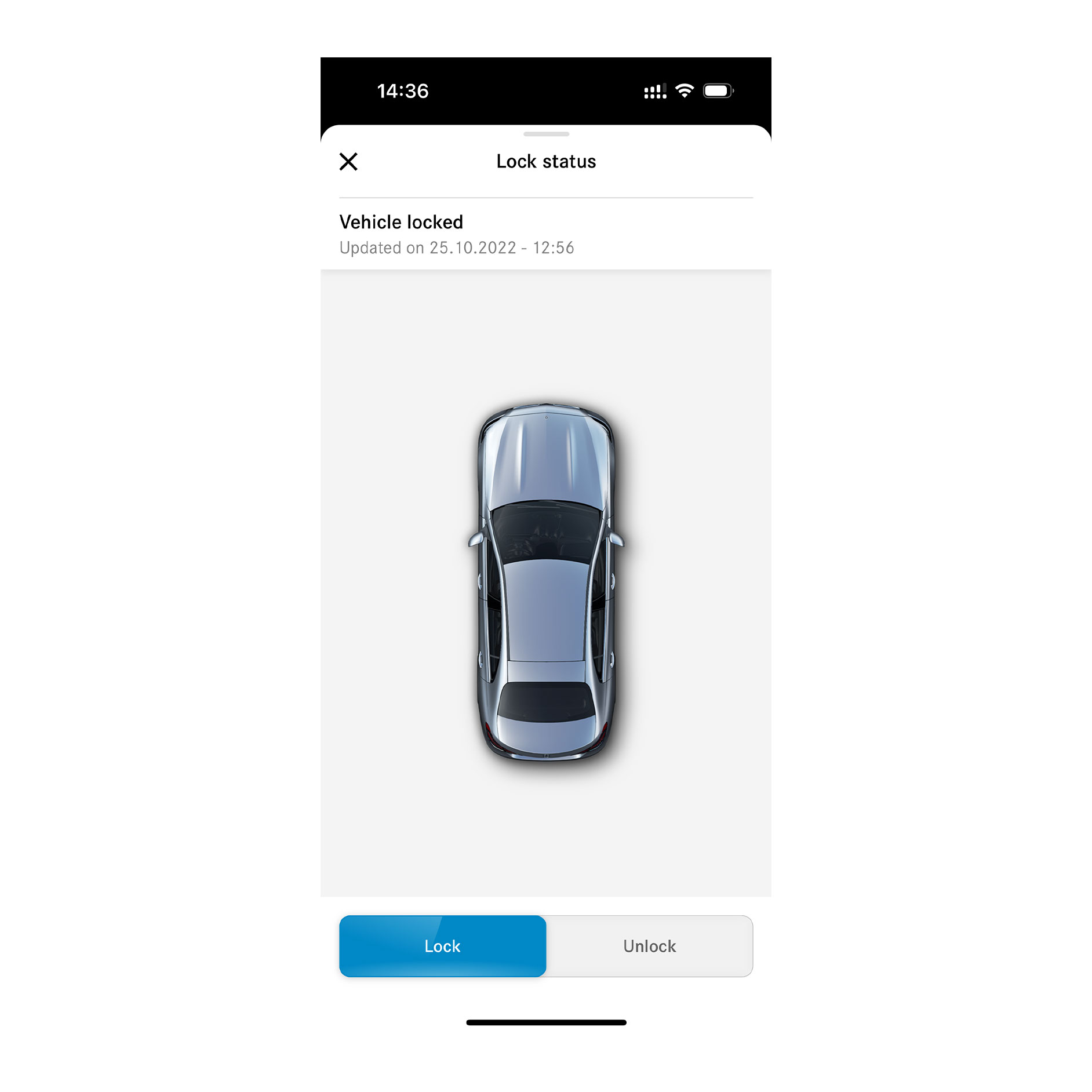 Chiusura porte da remoto | Remote | Mercedes-Benz Uno smartphone mostra le varie schermate che vengono visualizzate quando il sistema di chiusura porte da remoto Digital Extras rileva che non tutte le porte sono bloccate.