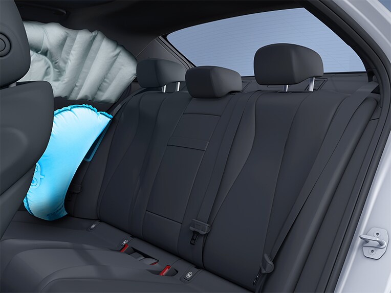 Una illustrazione che mostra gli airbag laterali nel vano posteriore.