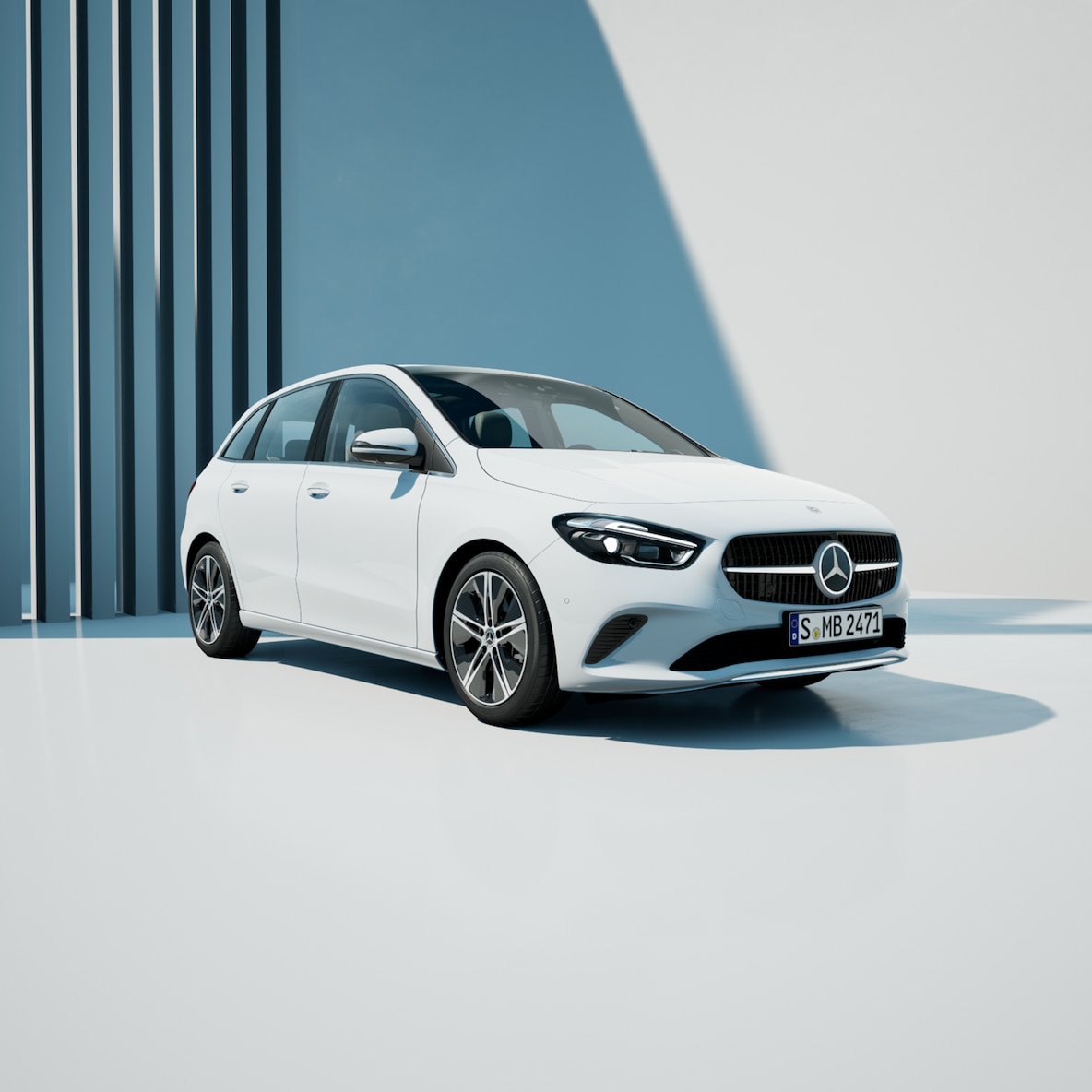 Vista anteriore della Mercedes-Benz Classe B.