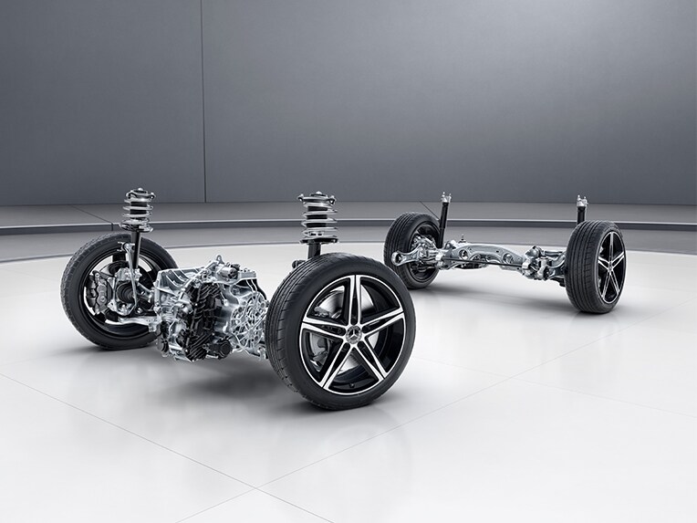 Illustrazione tecnica della Mercedes-AMG A 35 4MATIC+ Berlina (organi meccanici del telaio AMG RIDE CONTROL).
