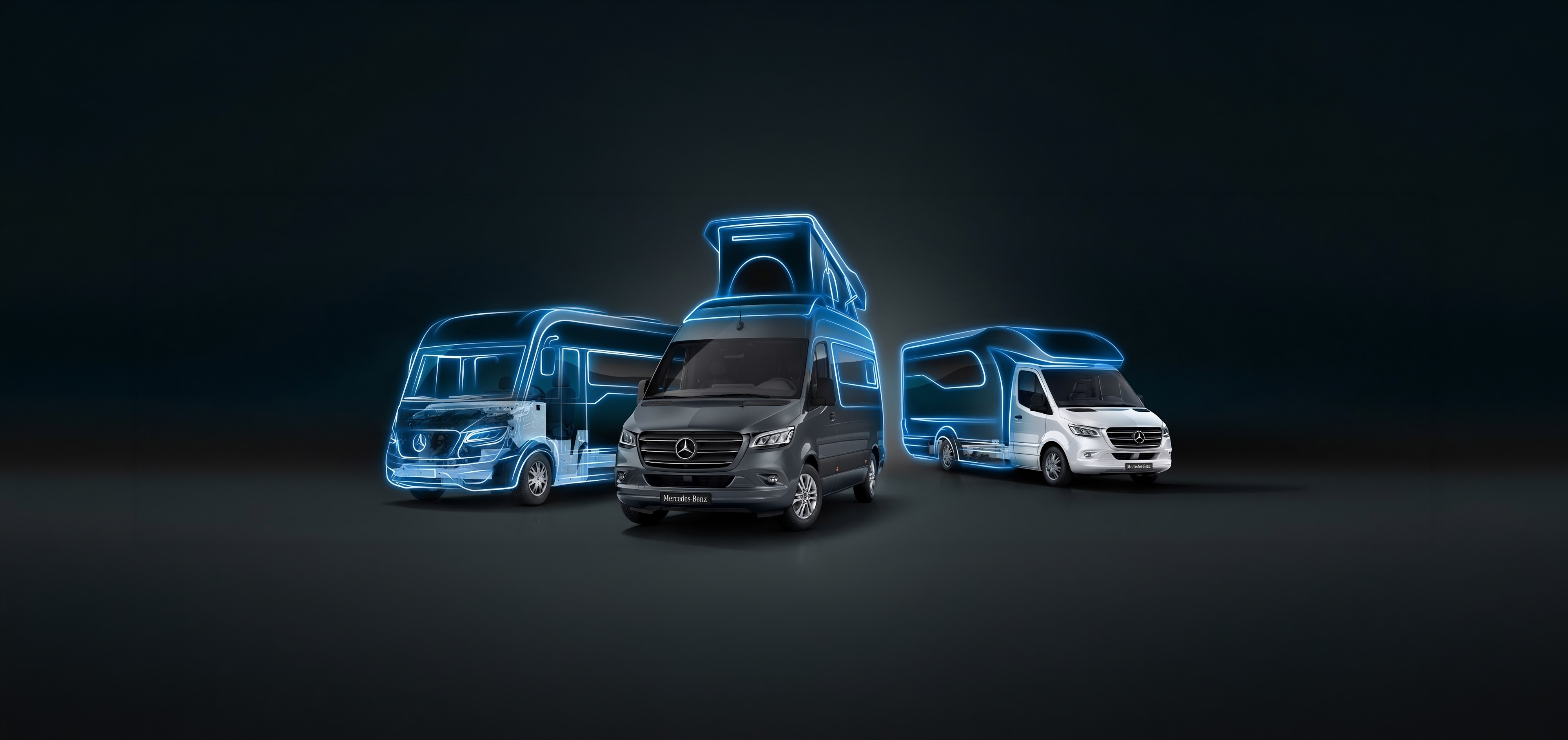 Camper semi-integrato | Sprinter camper | Mercedes-Benz Un camper Mercedes-Benz Sprinter parcheggiato in riva a un fiume panoramico.