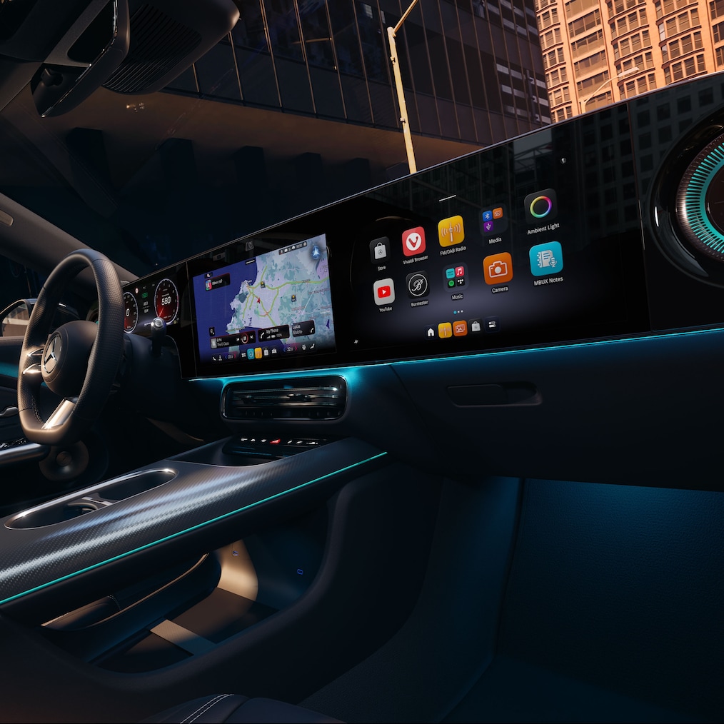 Vista del MBUX Superscreen nella Mercedes-Benz CLA C178.