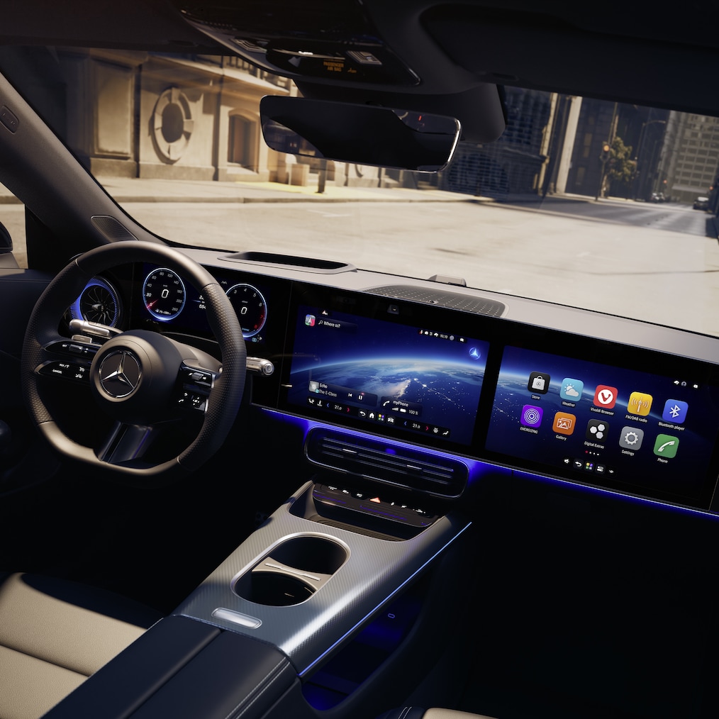 Vista del MBUX Superscreen nella Mercedes-Benz CLA C178.