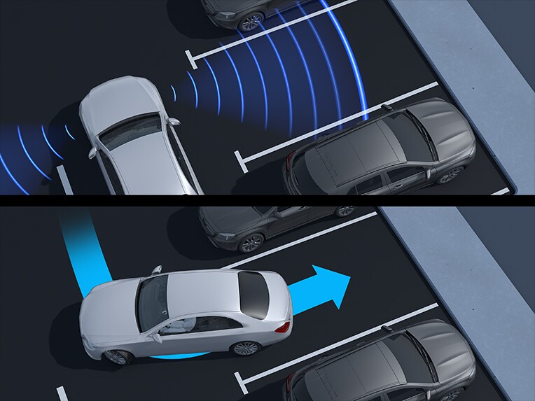 I sistemi di assistenza al parcheggio della Mercedes-Benz CLA Coupé.