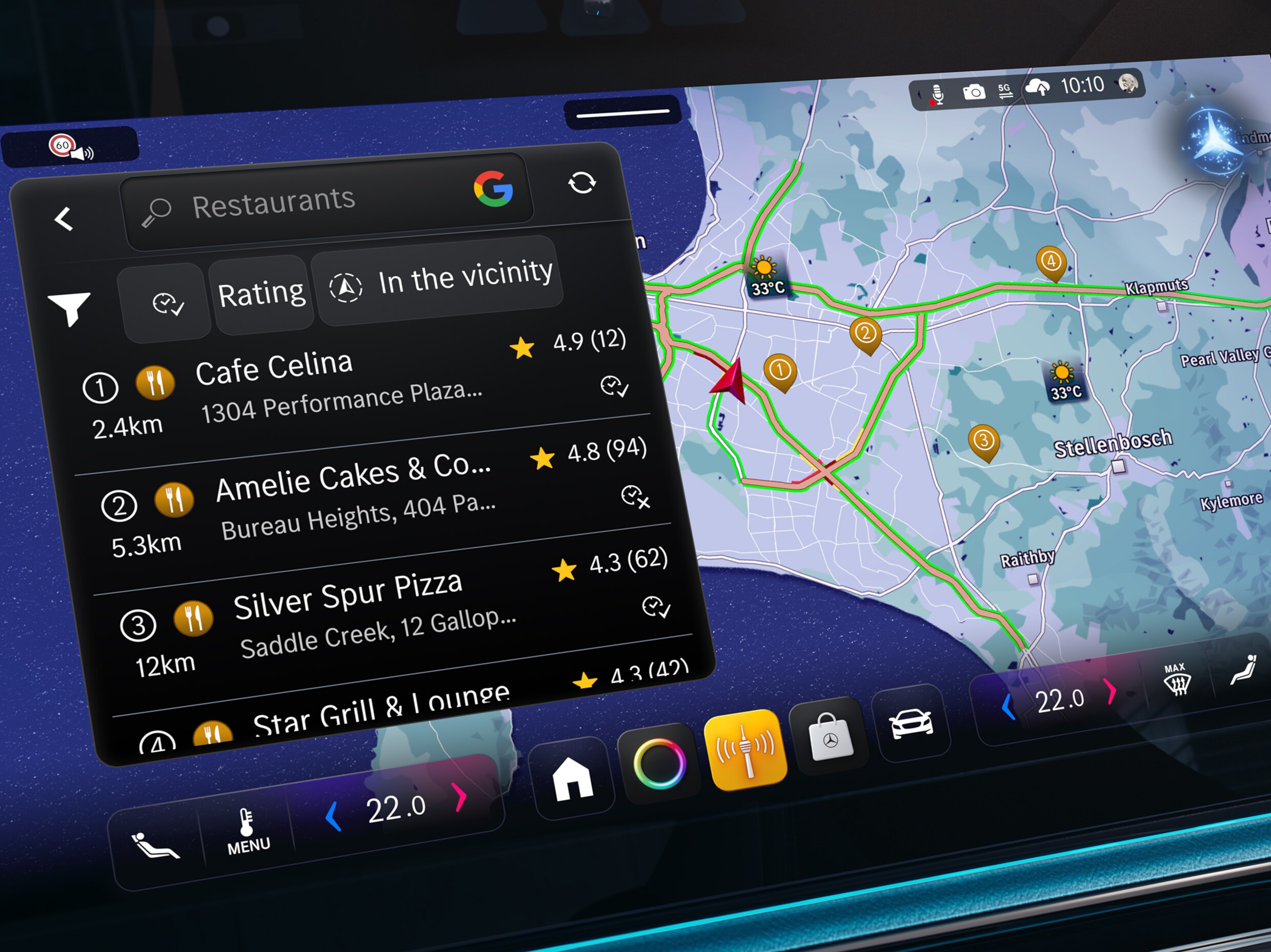 Google Navigation della CLA di Mercedes-Benz.