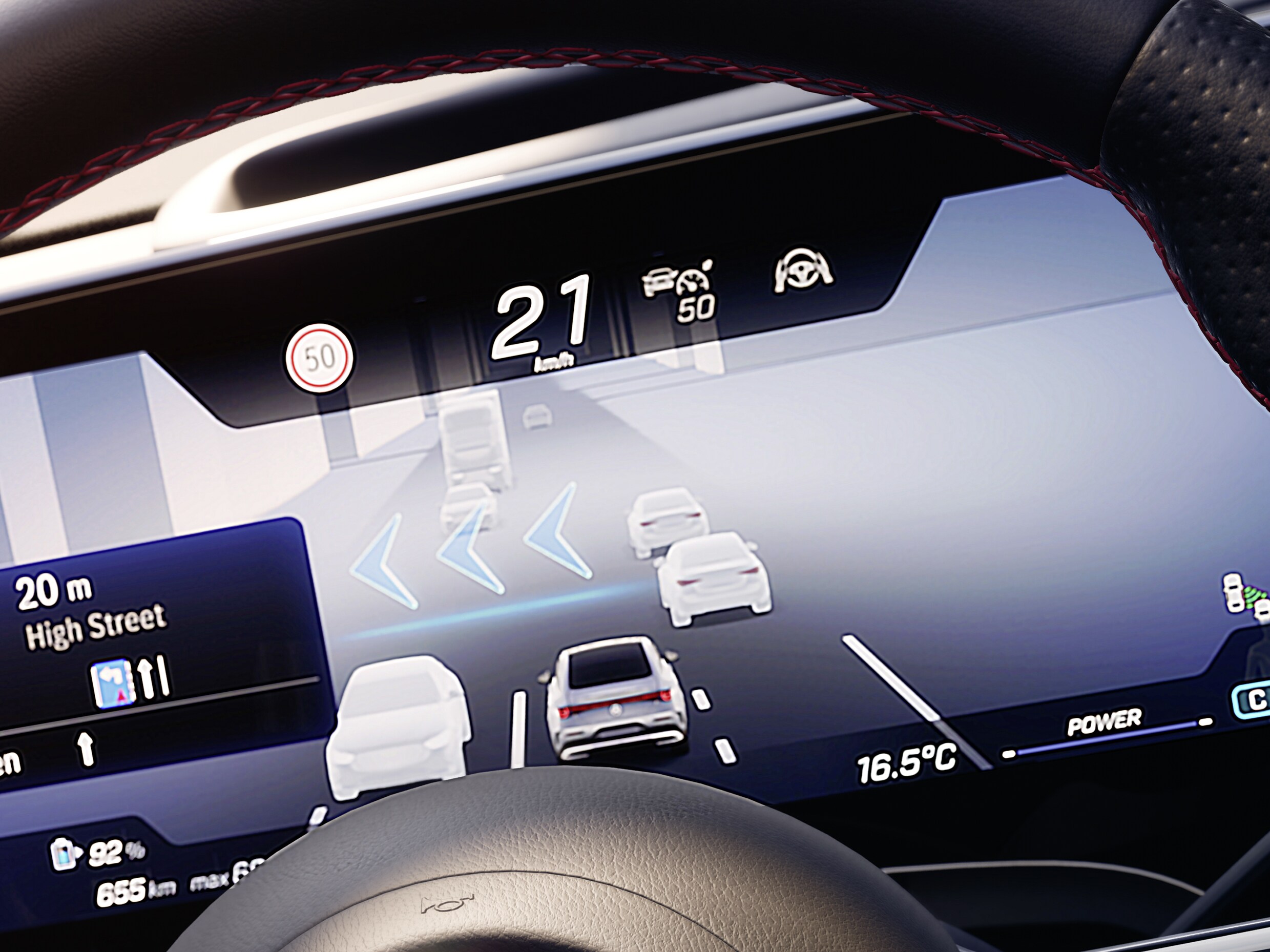 La MBUX Surround Navigation della CLA con tecnologia EQ di Mercedes-Benz.