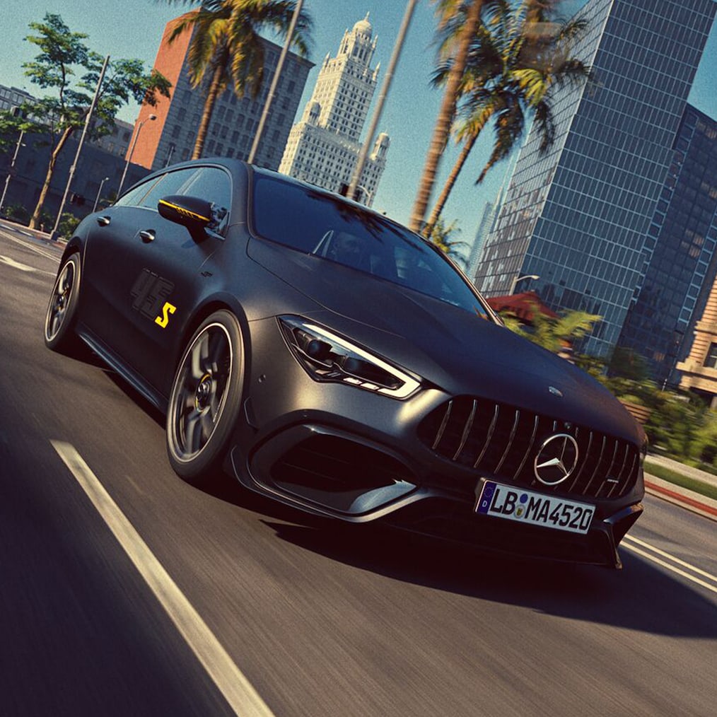 La Mercedes-AMG CLA 45 S 4MATIC+ Shooting Brake Final Edition in MANUFAKTUR grigio montagna MAGNO o nero notte.