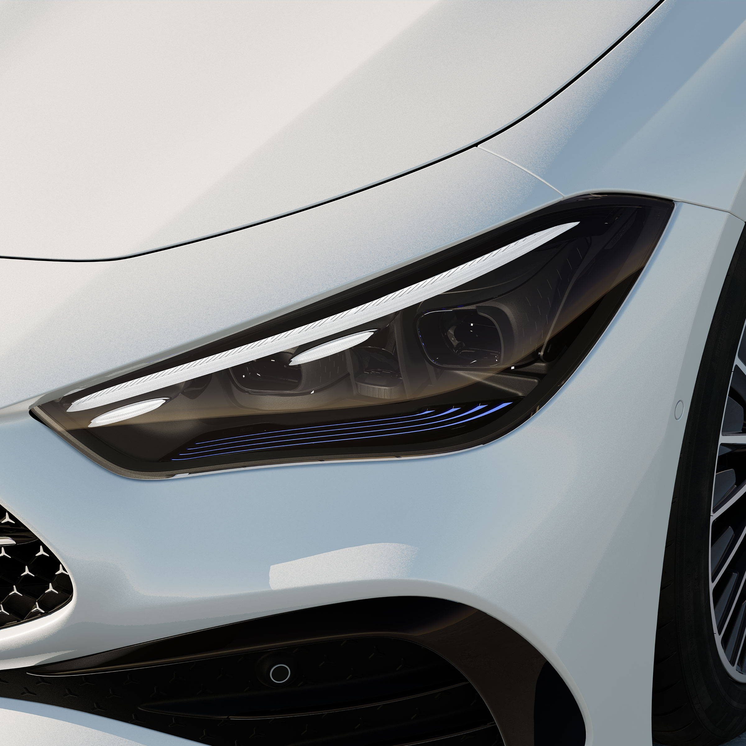 Un faro con DIGITAL LIGHT della Mercedes-Benz CLE Cabrio.