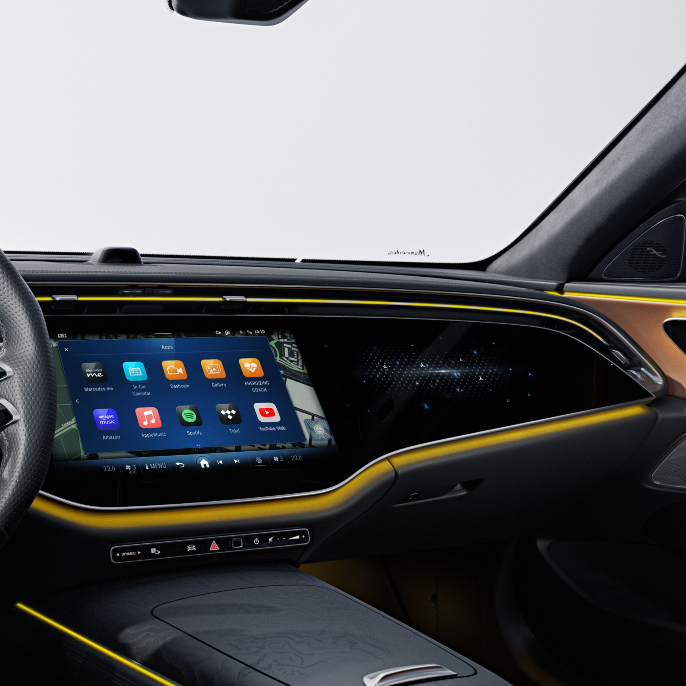 L'MBUX Superscreen nella Mercedes-Benz Classe E Station-wagon.