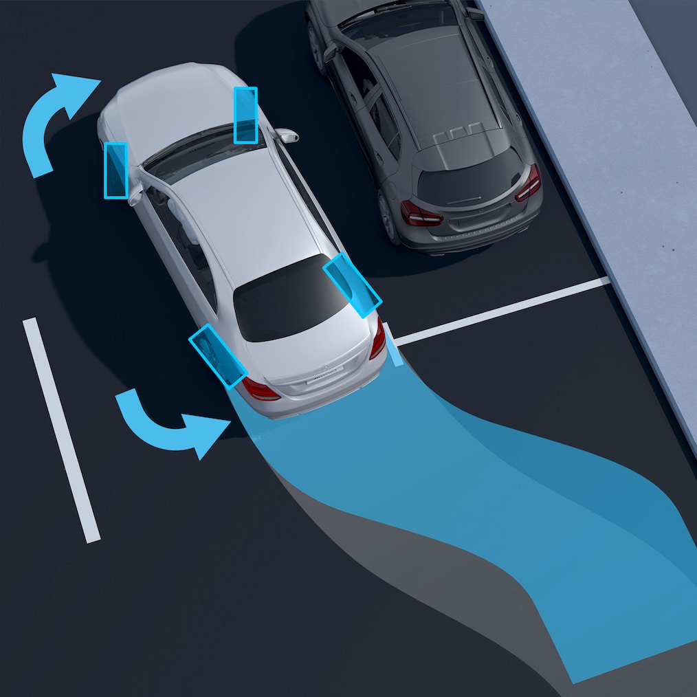 Una illustrazione dell’asse posteriore sterzante della Mercedes-Benz EQE Berlina.