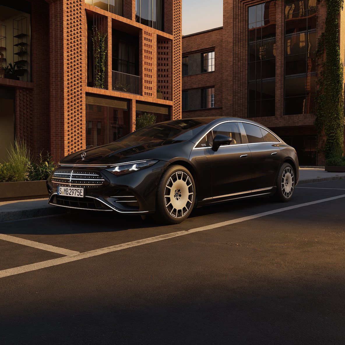 Gli esterni della nuova EQS completamente elettrica di Mercedes-Benz.