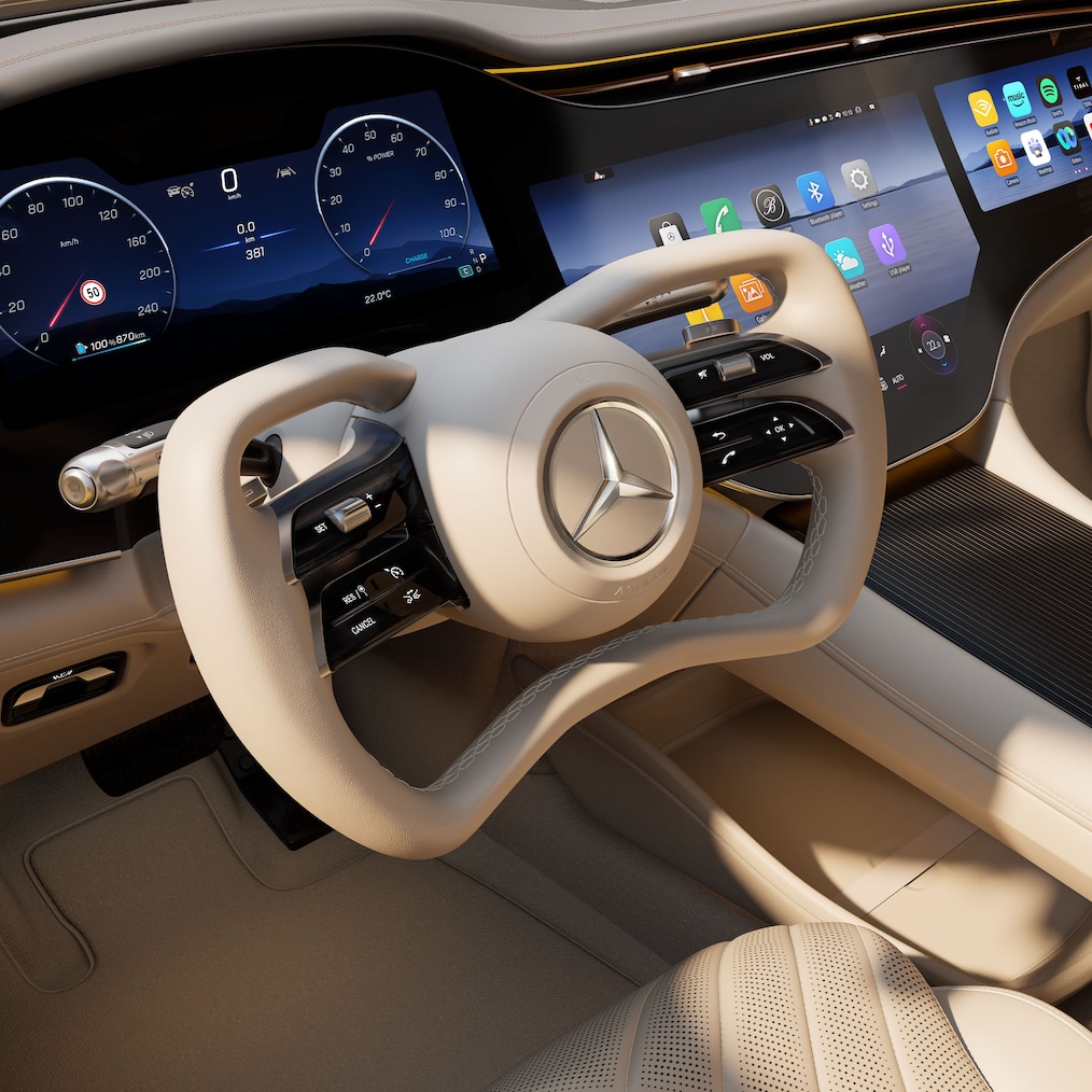 Il nuovo volante della nuova Mercedes-Benz EQS.