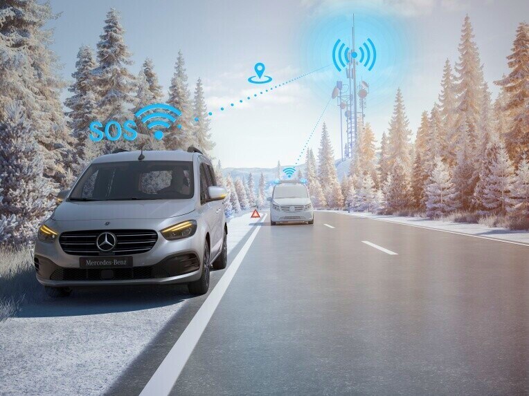 Il sistema Chiamata di Emergenza Mercedes-Benz di EQT.