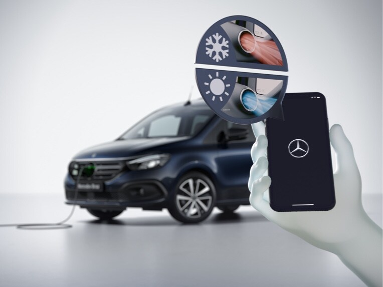 Funzionamento della preclimatizzazione a bordo di Mercedes-Benz EQT.
