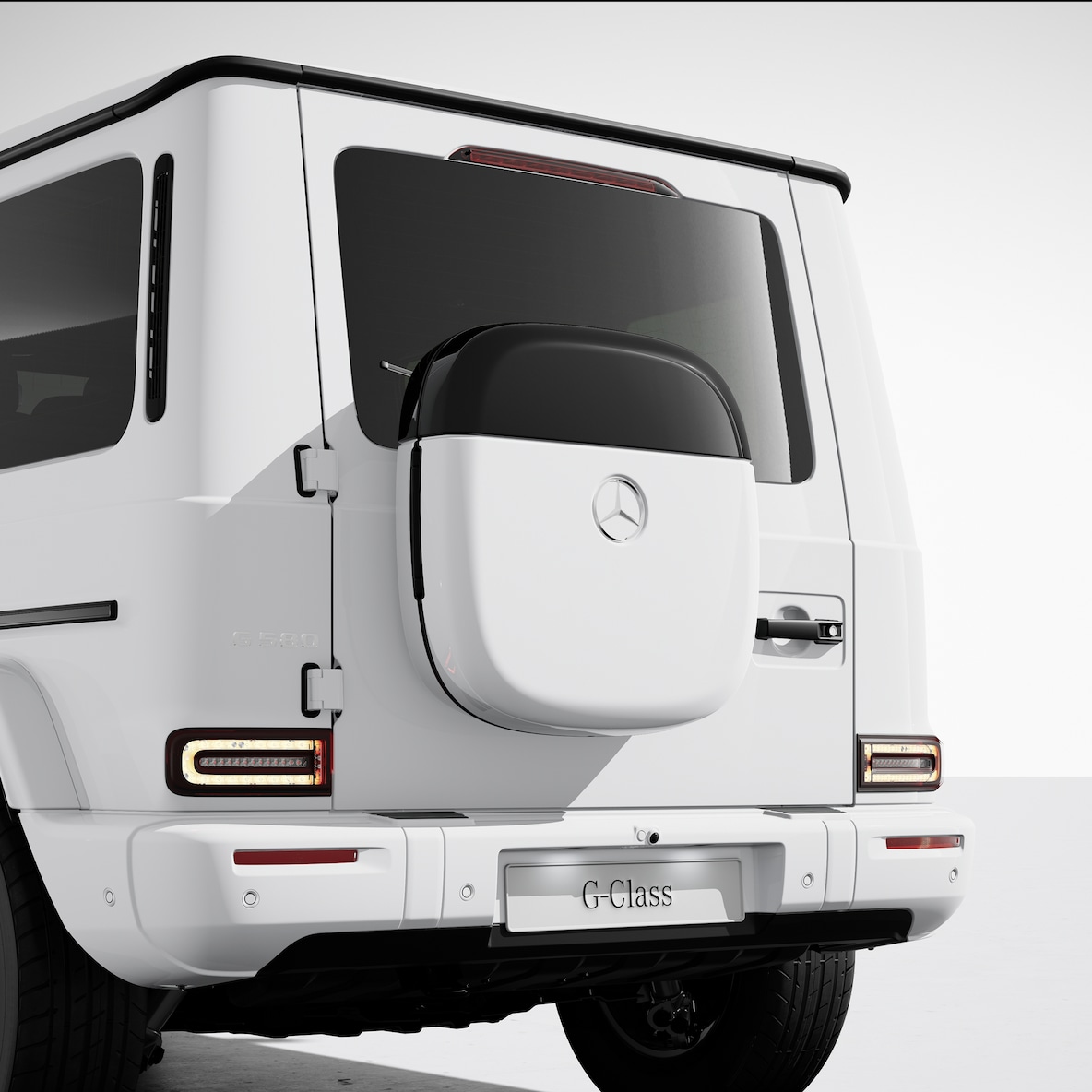 Il Design box sul portellone posteriore di Mercedes-Benz G 580 con tecnologia EQ.