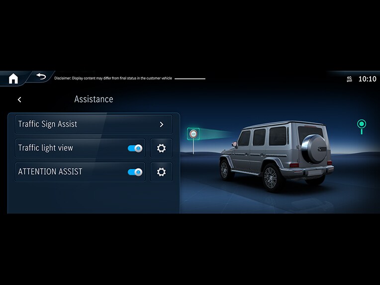 Il sistema di riconoscimento automatico dei segnali stradali della Mercedes-Benz Classe G.