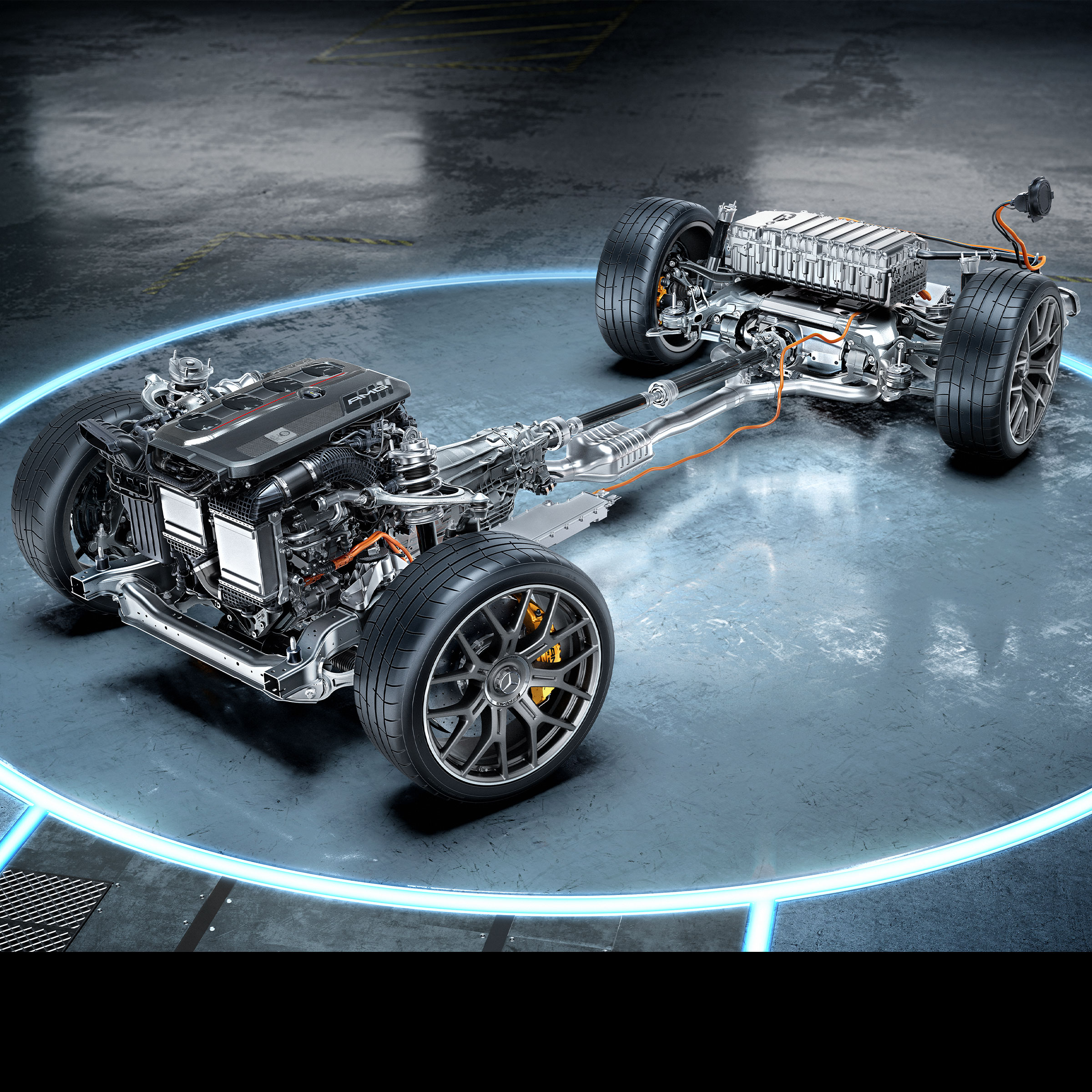 La catena cinematica della Mercedes-AMG GLC 63 S E PERFORMANCE Coupé.