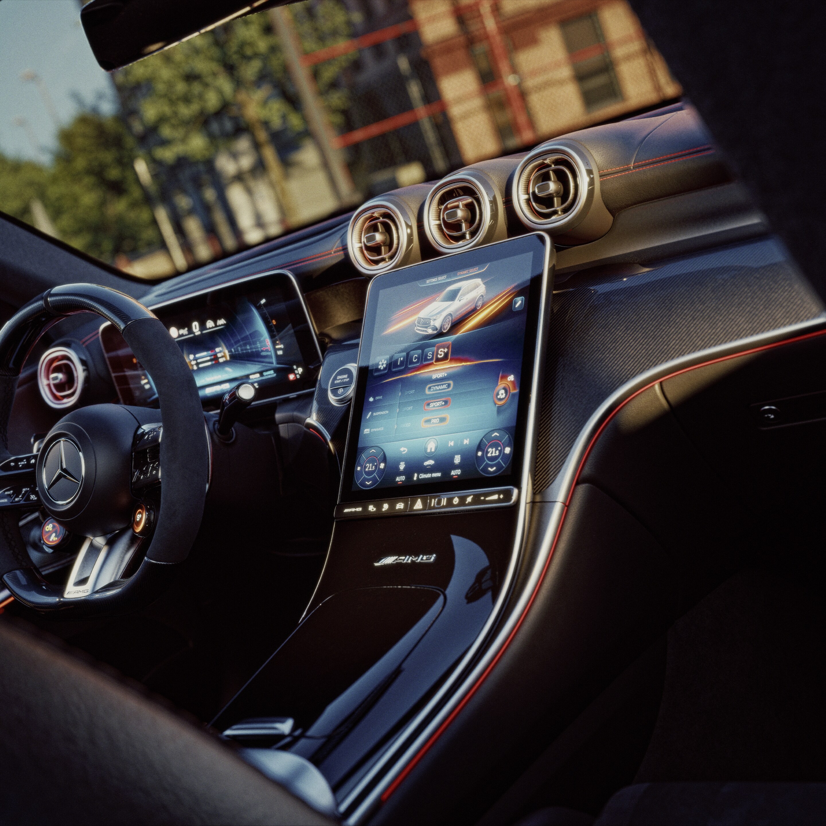 Gli interni del nuovo Mercedes-AMG GLC SUV.