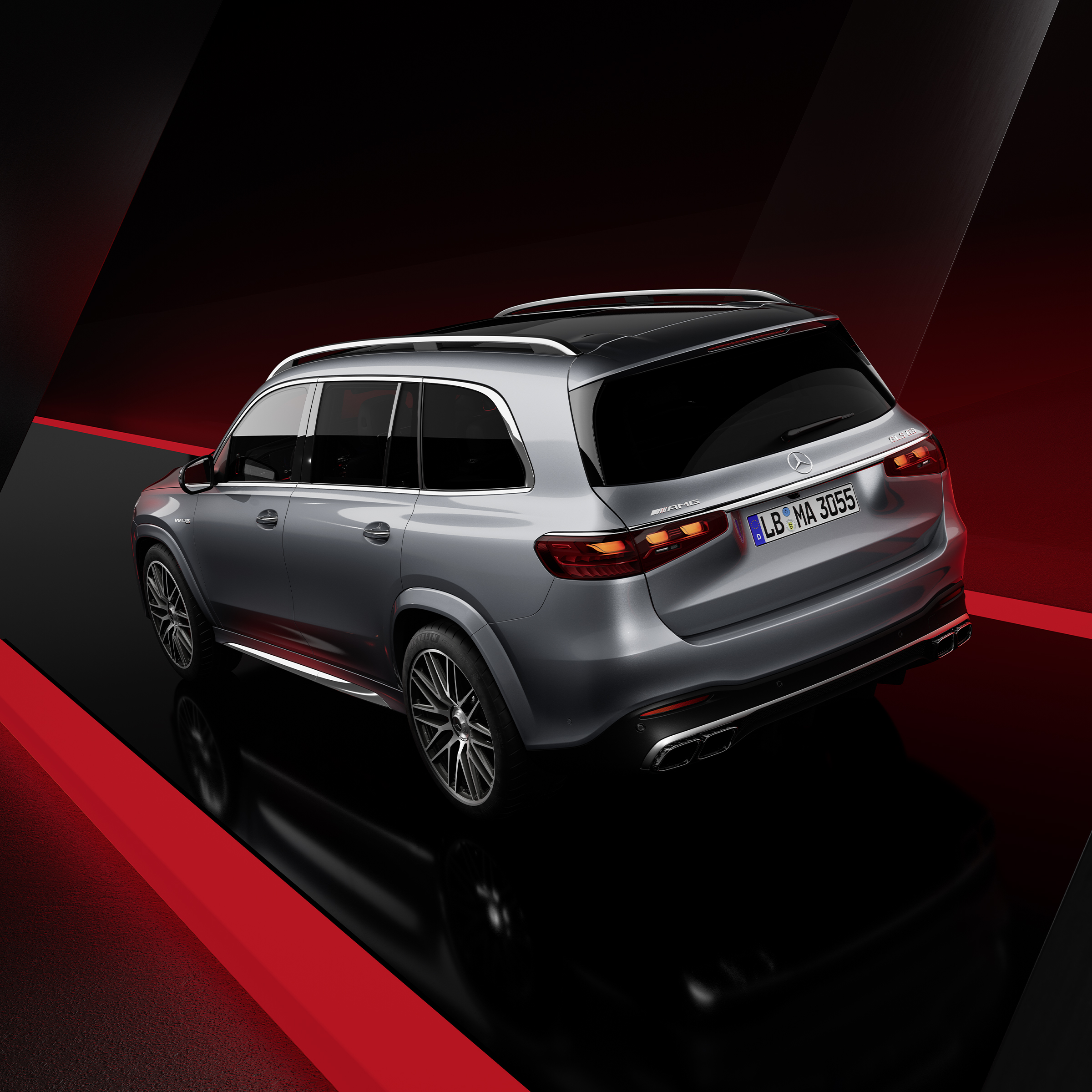 Un'altra vista della Mercedes-AMG GLS 63 4MATIC+ (in movimento).