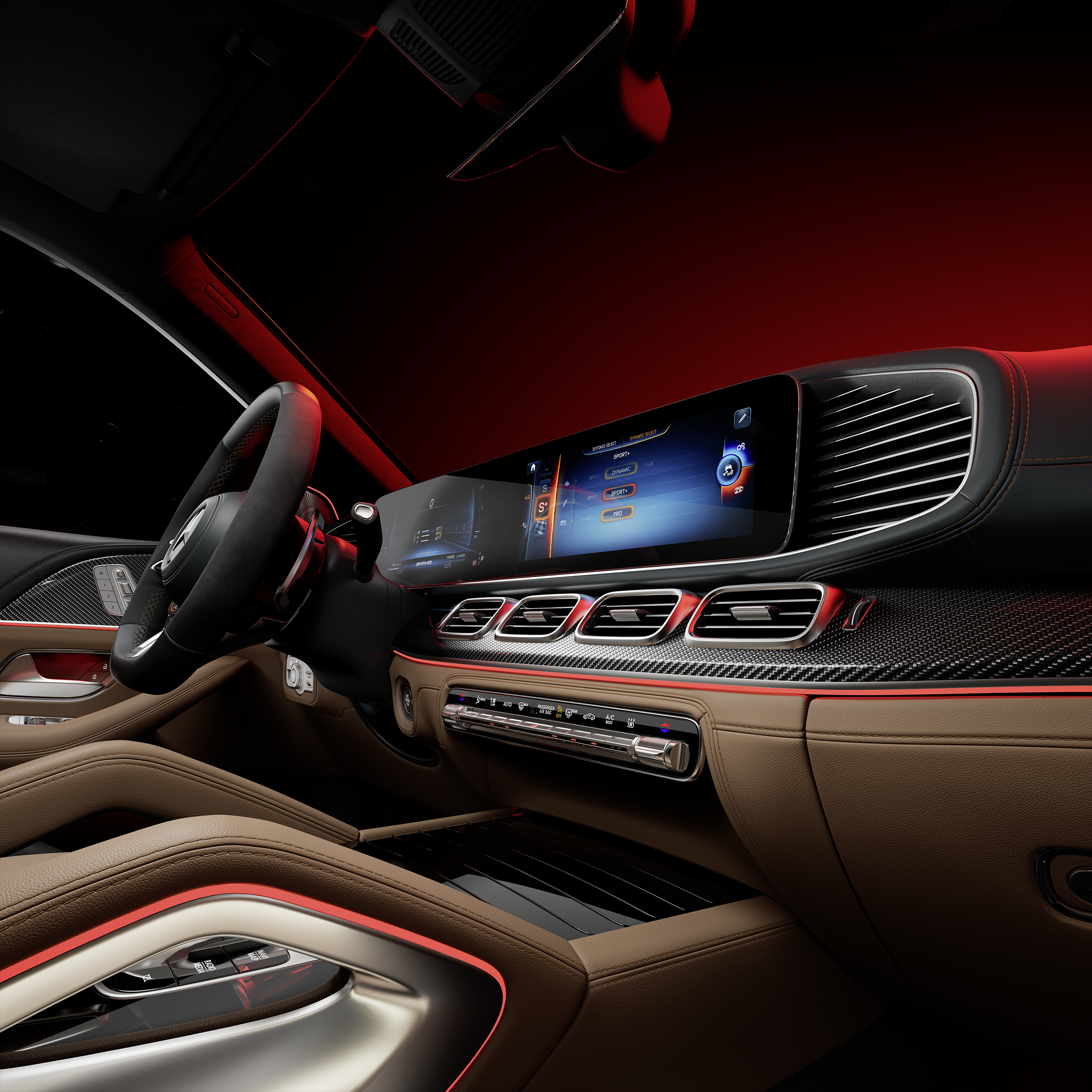 La plancia con display widescreen della Mercedes-AMG GLS 63 4MATIC +.