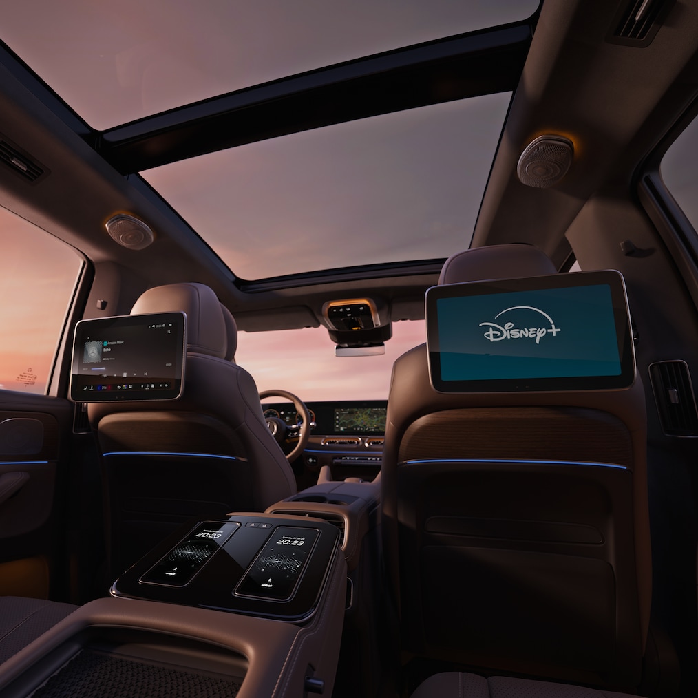 Sistema di intrattenimento posteriore MBUX High-End del nuovo GLS di Mercedes-Benz..