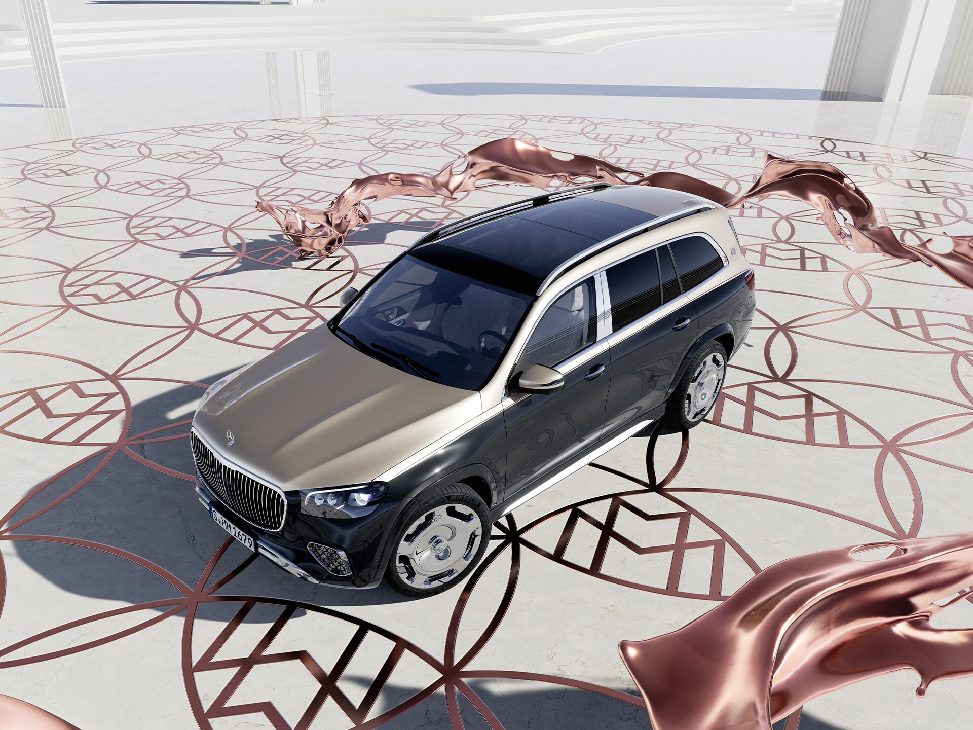 Vista dall'alto della Mercedes-Maybach GLS SUV.