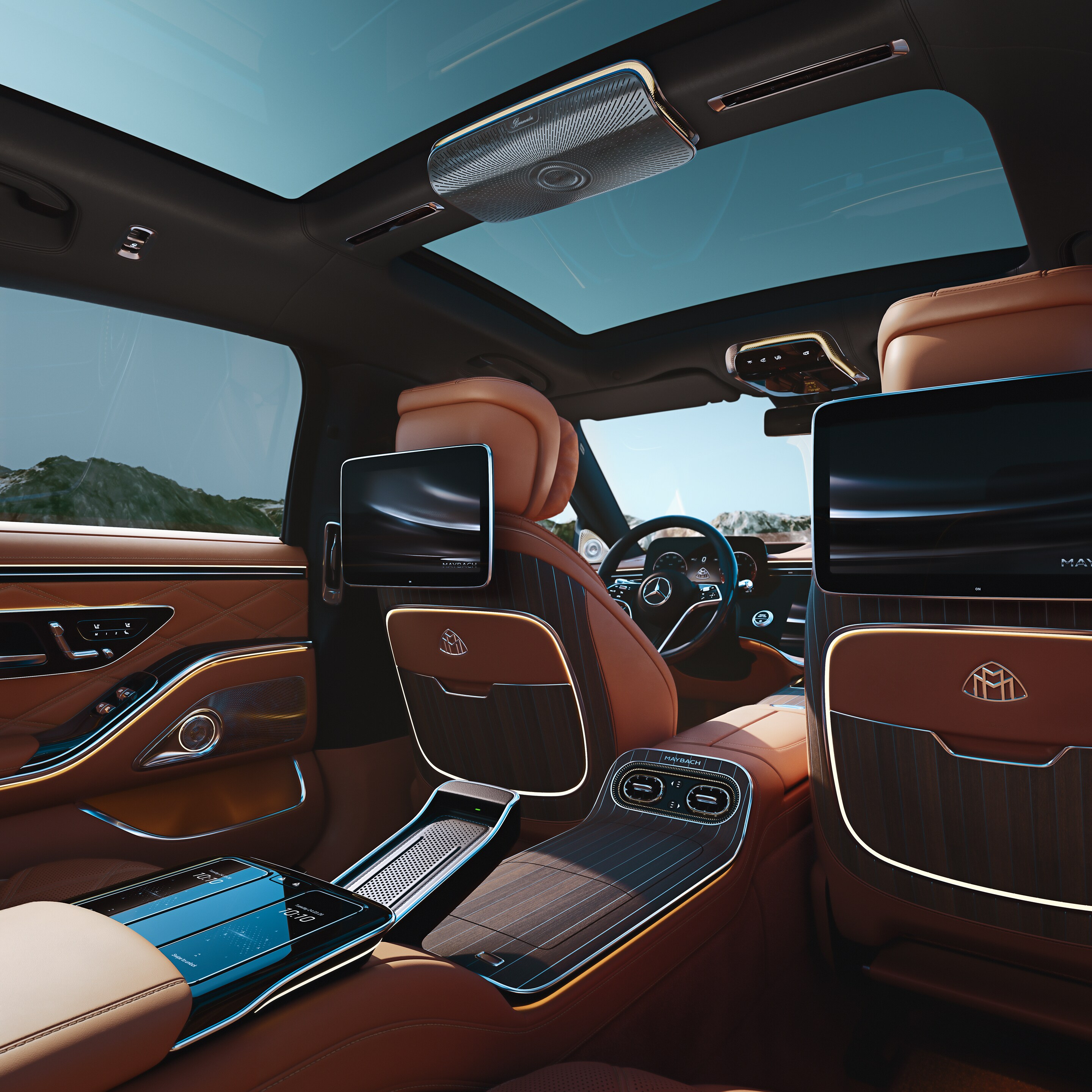 L'abitacolo della Mercedes-Maybach Classe S.
