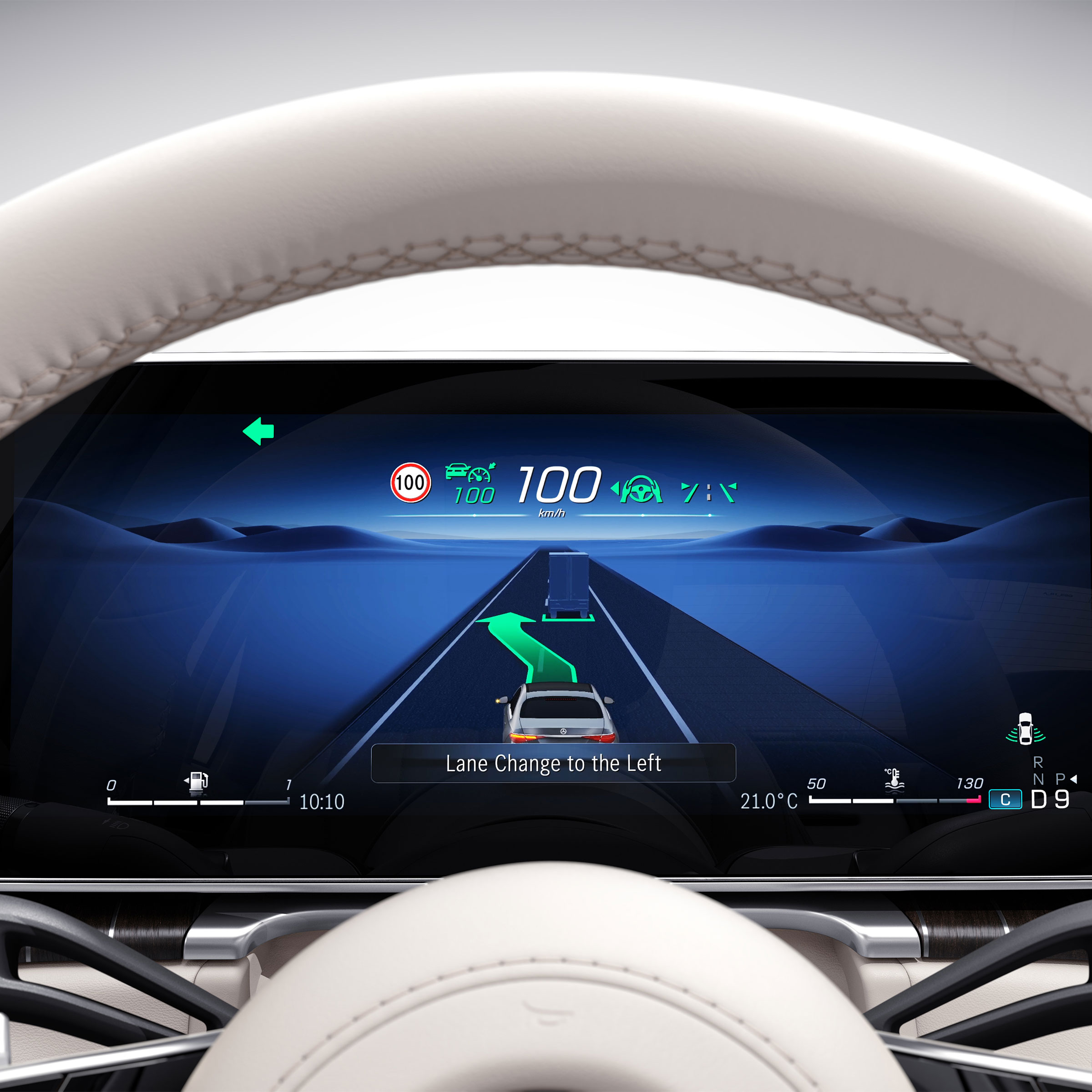 Il display del conducente della Mercedes-Benz Classe S Passo Lungo.