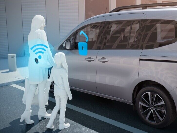 Il sistema di sbloccaggio senza chiave KEYLESS-GO per Classe T.