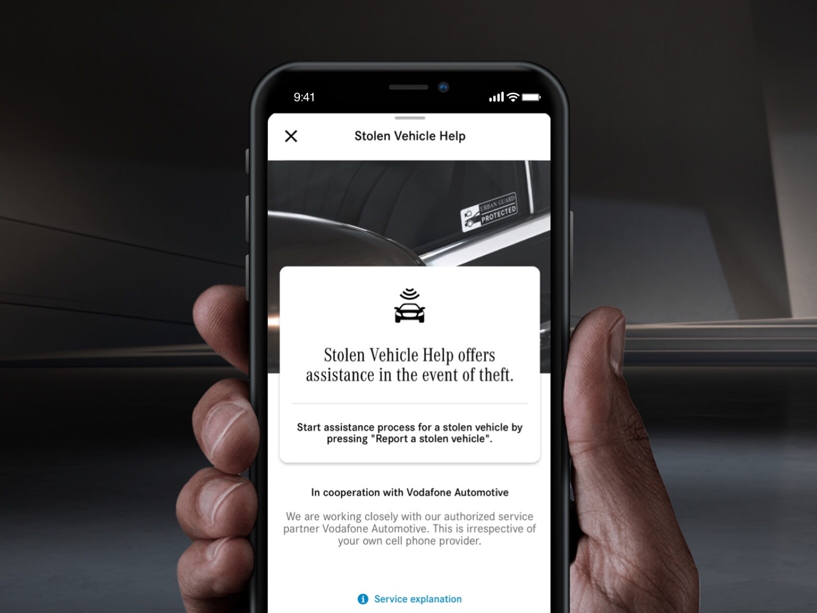 L'assistenza in caso di furto del veicolo viene offerta su smartphone in un'app Mercedes tramite la funzione GUARD 360° dei Digital Extra.