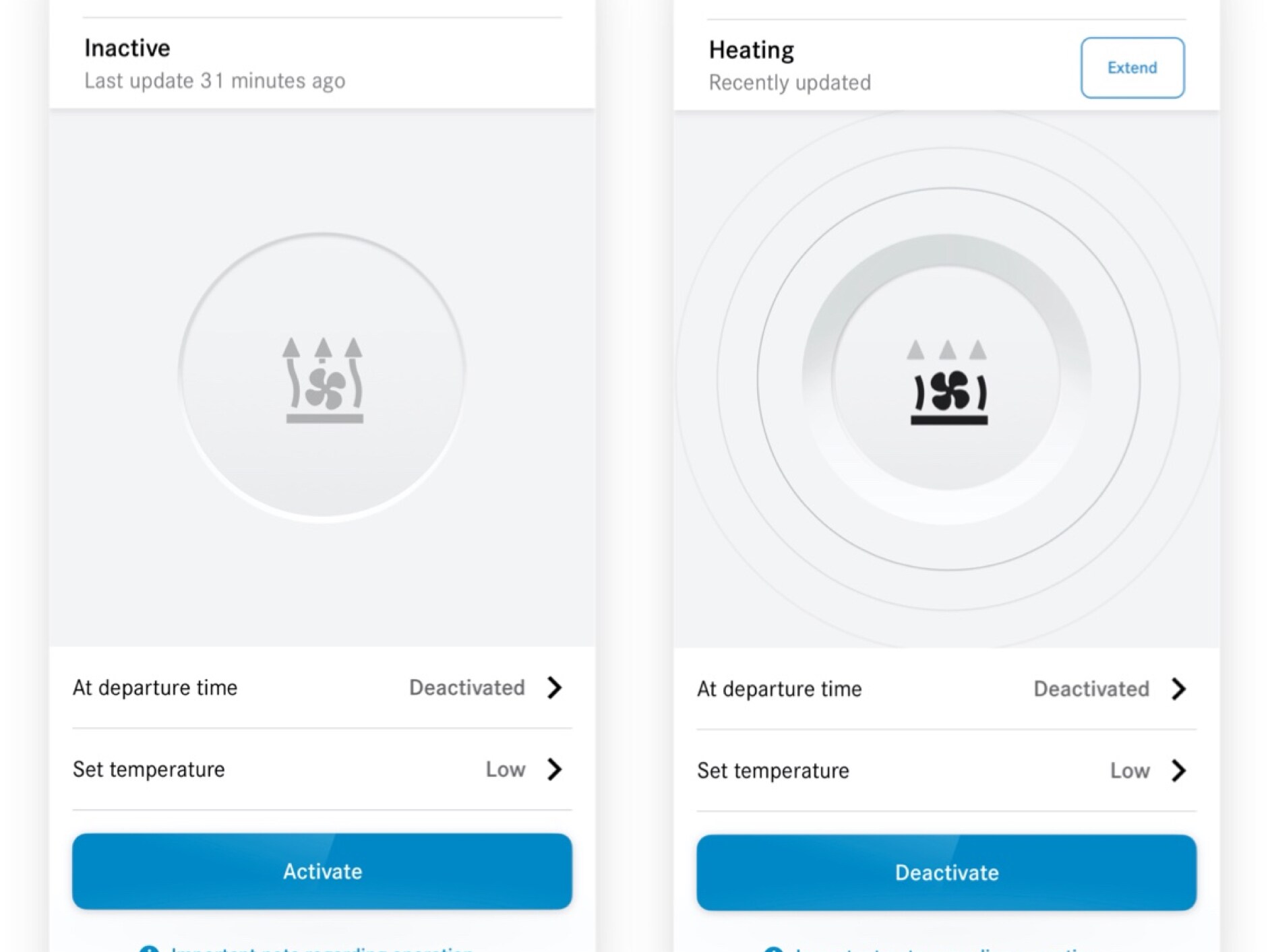 Sullo smartphone viene impostata la climatizzazione con il Digital Extras Riscaldamento autonomo/ventilazione autonoma.