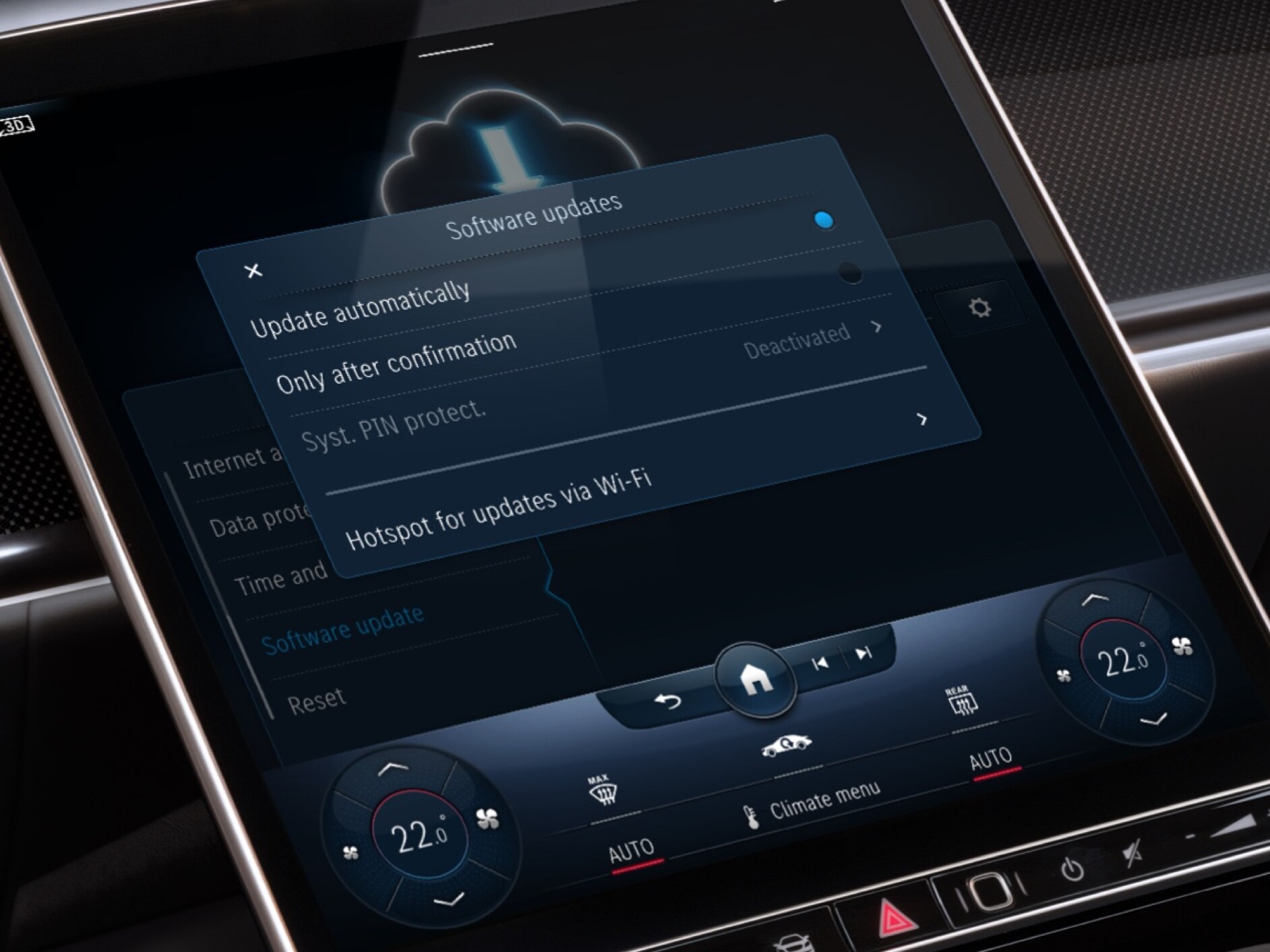 Le mappe di navigazione sul display del sistema multimediale MBUX vengono aggiornate tramite l'aggiornamento cartografia online Digital Extras.