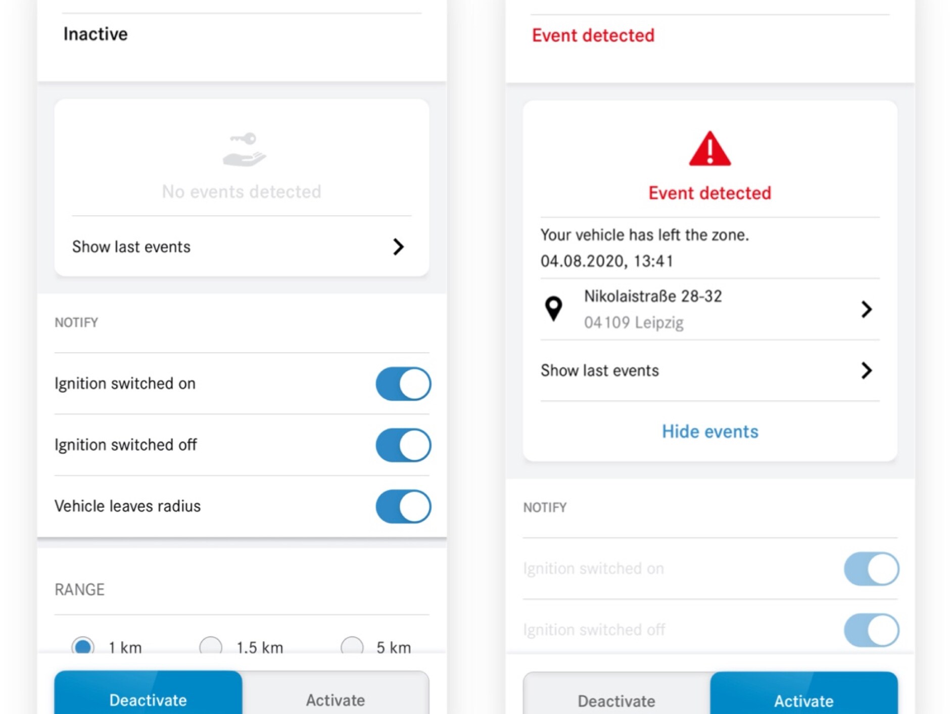 Su questo smartphone è possibile vedere le diverse schermate che compaiono quando il Digital Extra Controllo parcheggio rileva una violazione.
