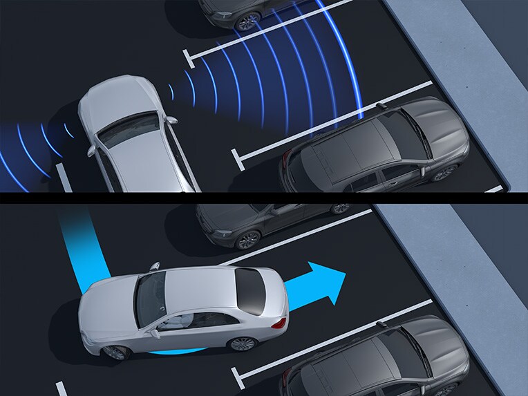 Il funzionamento del sistema di assistenza attivo al parcheggio con PARKTRONIC di Mercedes-Benz.