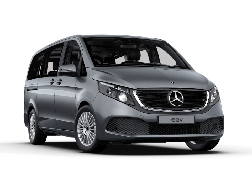 Un veicolo commerciale Mercedes-Benz elettrico in grigio scuro