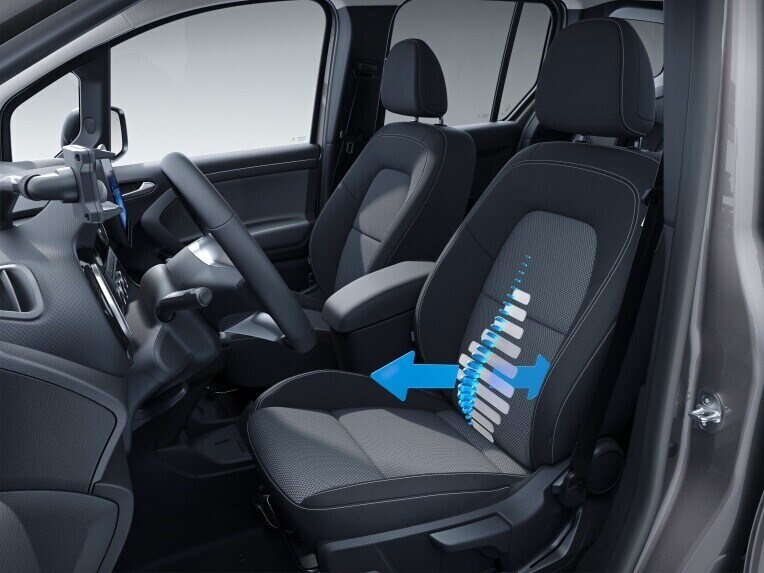 Il sedile lato guida regolabile in altezza con supporto lombare a bordo di Mercedes-Benz Citan Furgone.