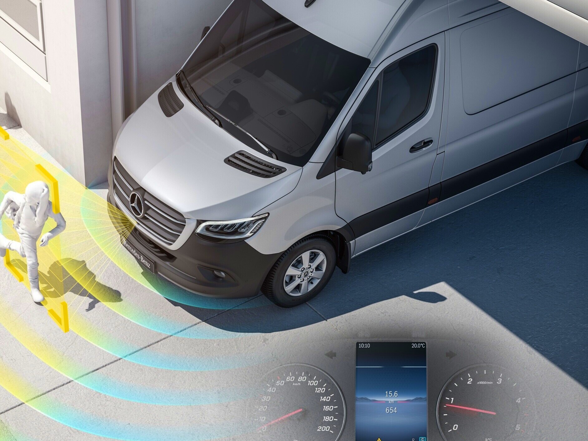Il sistema di assistenza d'informazione all'avviamento (MOIS) per Mercedes-Benz eSprinter Furgone.