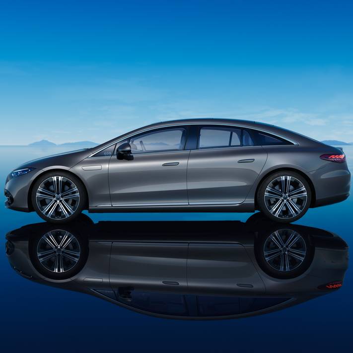EQS | Mercedes-Benz EQS con vista laterale di colore grigio