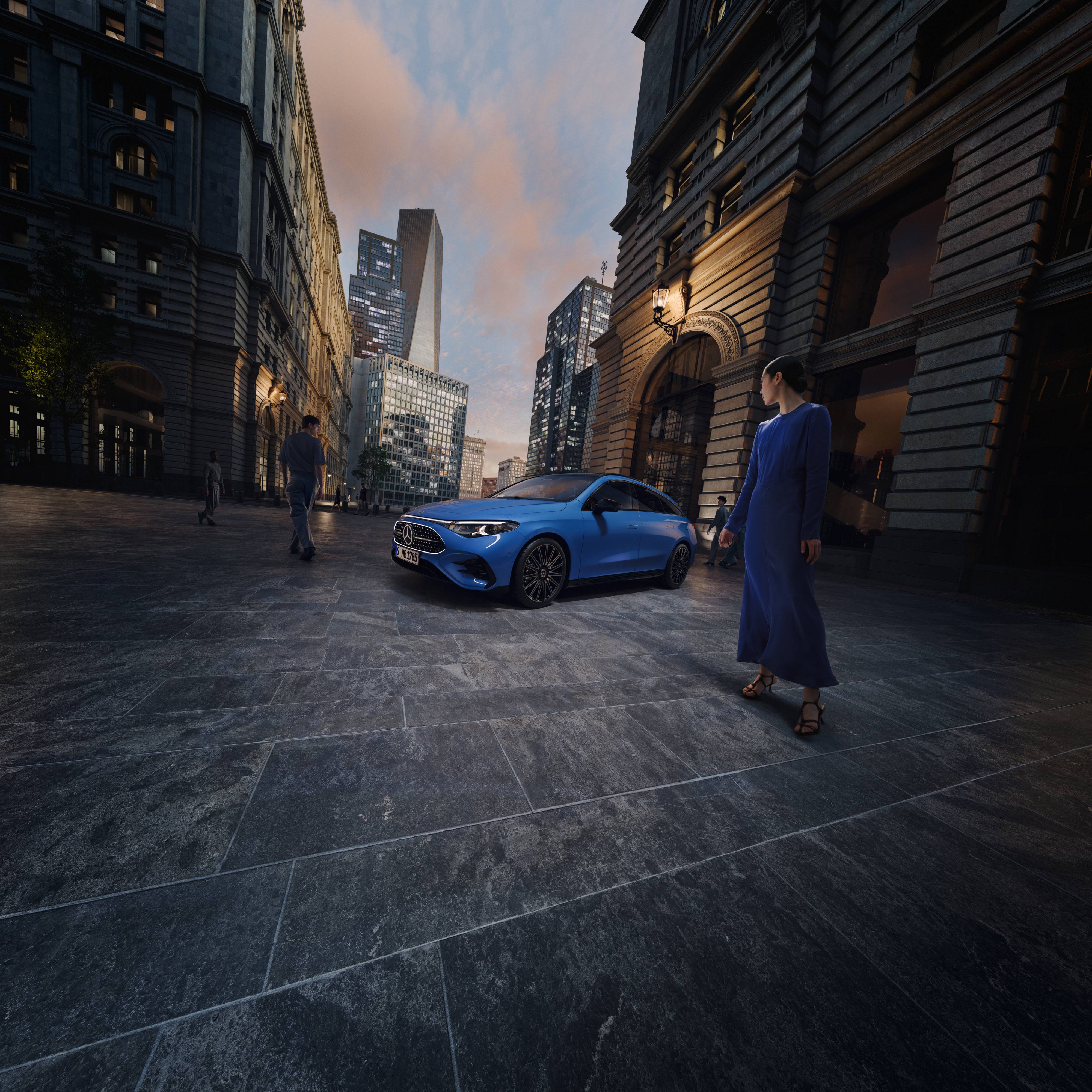 CLA Shooting Brake ibrida di colore azzurro